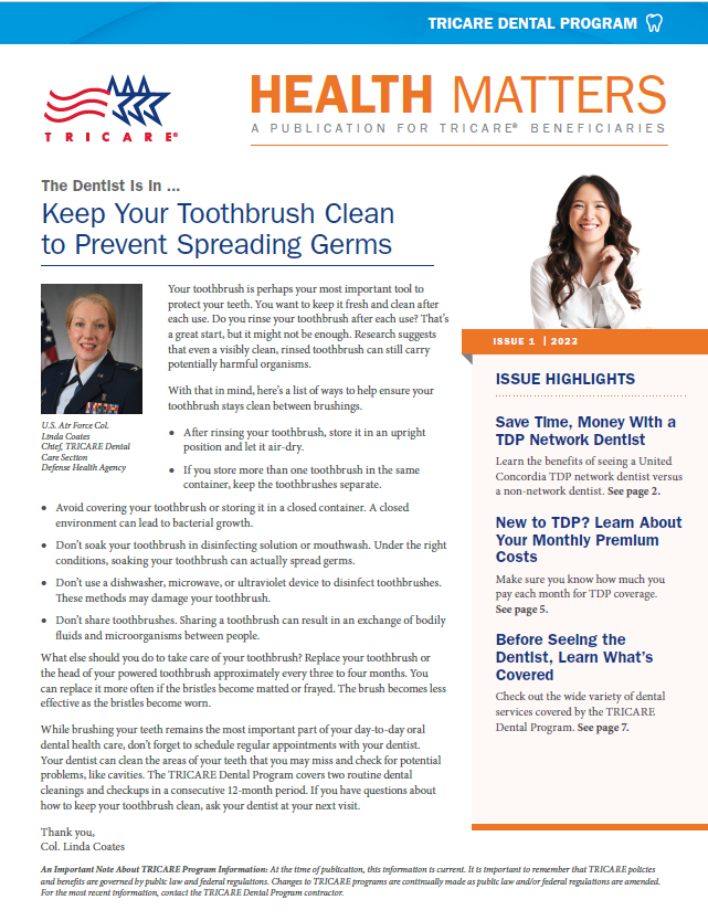 Keep your toothbrush clean to prevent spreading germs